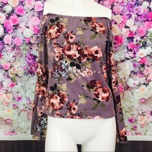 Dolly Esther Mauve Floral Bell Sleeve Blouse!